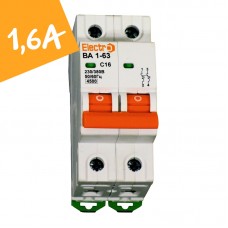 Автоматичний вимикач ВА1-63 2 полюси 1,6А 4,5 кА (х-ка С)