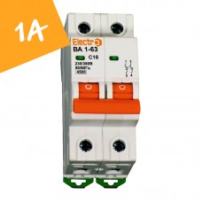 Автоматичний вимикач ВА1-63 2 полюси 1А 4,5 кА (х-ка С)