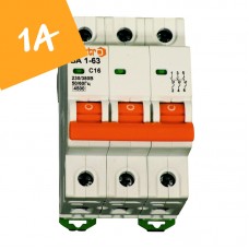 Автоматичний вимикач ВА1-63 3 полюси 1А 4,5 кА (х-ка С)