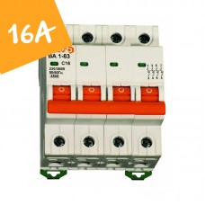 Автоматичний вимикач ВА1-63 4 полюси 16А 4,5 кА (х-ка С)