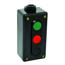 Пост кнопковий ПК722-3, 10A, (ЧЕРВОНА кнопка + ЧОРНА кнопка + ЗЕЛЕНА кнопка), корпус - карболіт, 230/400B, IP44 ElectrO